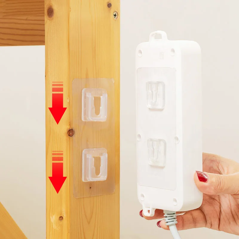 

10Pcs Non-marking Strip Holder Double-Sided Adhesive Wall Transparent Hooks Hanger Kitchen Bath Wall Storage Suction Cup Holder