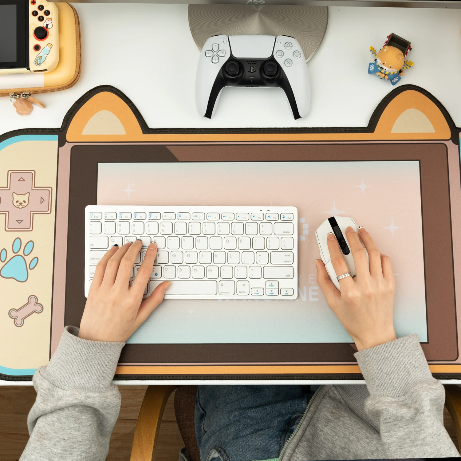 

Geekshare New Cute Dog Ears Big Mouse Pad 80CM*40CM Thicken Computer Games Non-slip Pink Girl Cartoon Super Cute For Boyfriend