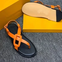 2021 men shoes fashion casual orange pu thin strap side buckle flip flops flat heel refreshing and comfortable sandals 3kc256