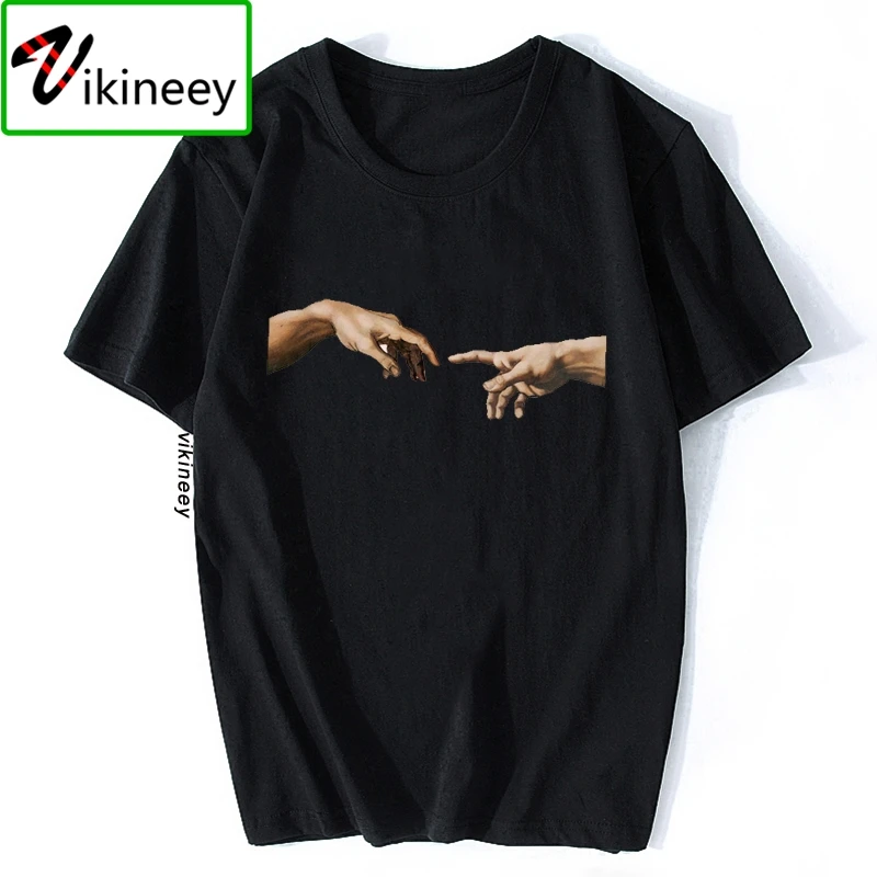 

Michelangelo Hands T Shirt Ulzzang Vintage Women-men Aesthetic Tshirt T-shirt Aesthetic Camisetas Grunge Unisex Harajuku New