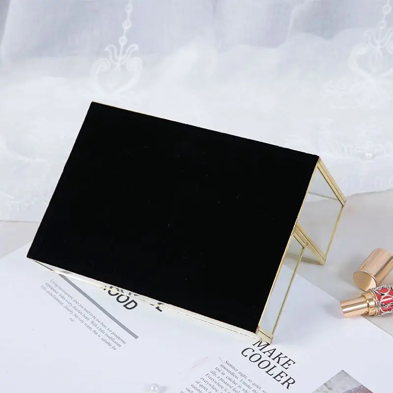 Стеклянный органайзер для макияжа золотая коробка хранения косметики пенал