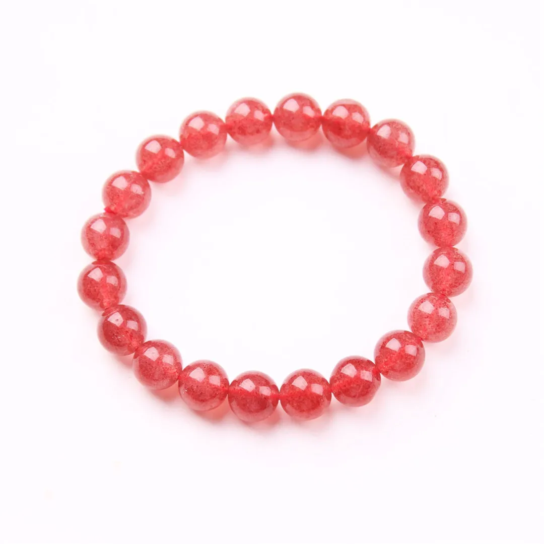 

Top Natural Red Strawberry Quartz Bracelet Jewelry For Women Lady Men Love Gift Crystal Round Beads Reiki Gemstone Strands AAAAA