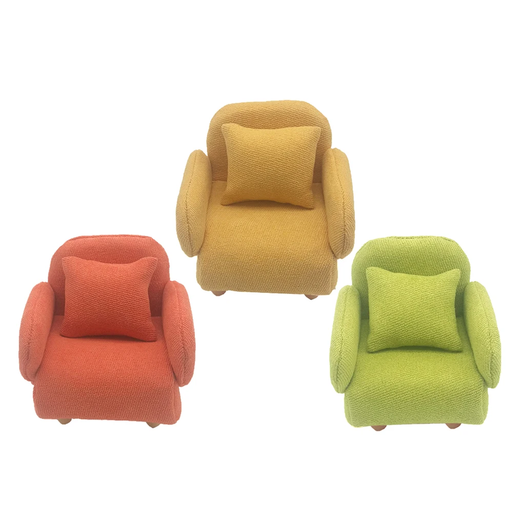 

1/12 Scale Dollhouse Miniature Furniture Sofa Armchair Model Decor Accs