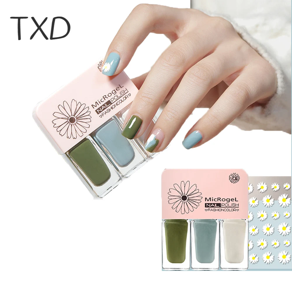 

TXD 3 In1 No Baking Gel Nail Polish Lasting Quick Drying Non-Toxic Tearable Nail Varnishes Hybrid Lacquer