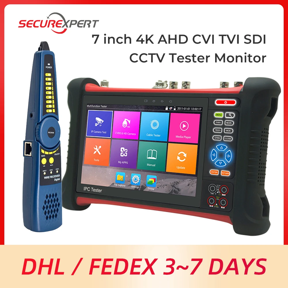 Тестер для камеры видеонаблюдения 7 дюймов 8 Мп TVI CVI AHD SDI CVBS IP 6 в 1|Монитор и дисплей