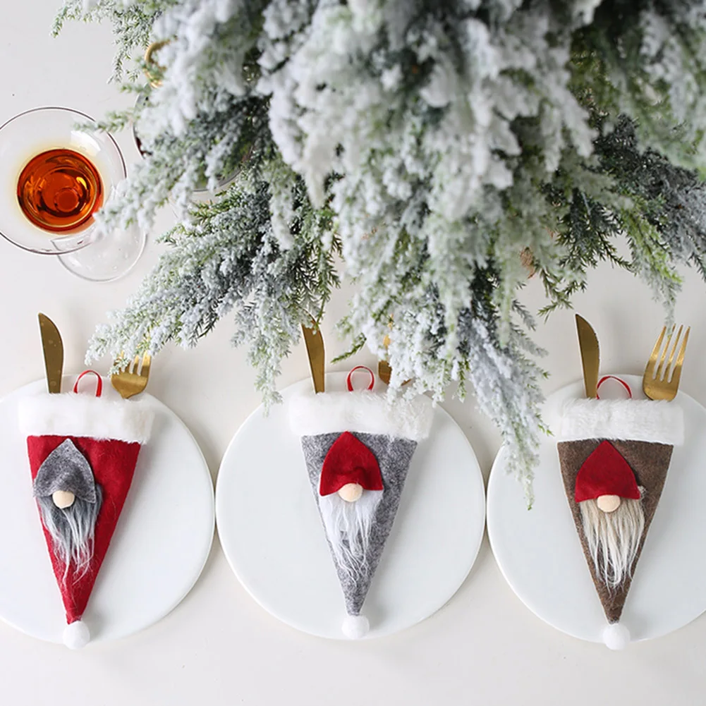 Новогодний чехол для ножа вилок держатель столовых приборов сумка хранения