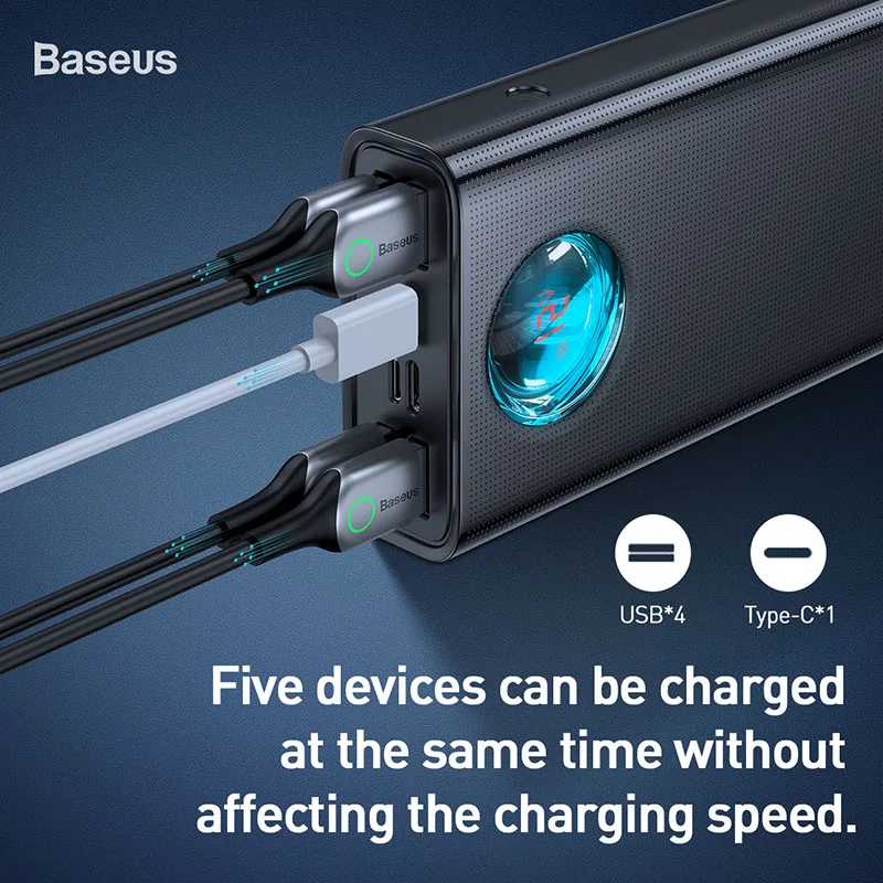 Блок питания Baseus с USB разъемом портативный внешний аккумулятор емкостью 30000 мАч