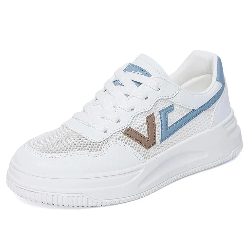 

Women Shoes 2021 Fashion Summer Casual White Shoes Leather Breathable Hollow Platform Walk Shoes Woman Flat Sneakers Plus Size