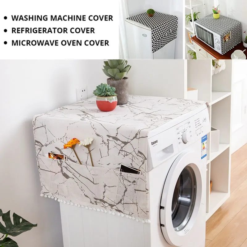 

Geometric Refrigerator Cloth Single Door Refrigerator Dust Cover Pastoral Double Open Towel Washing Machine Cover Towel