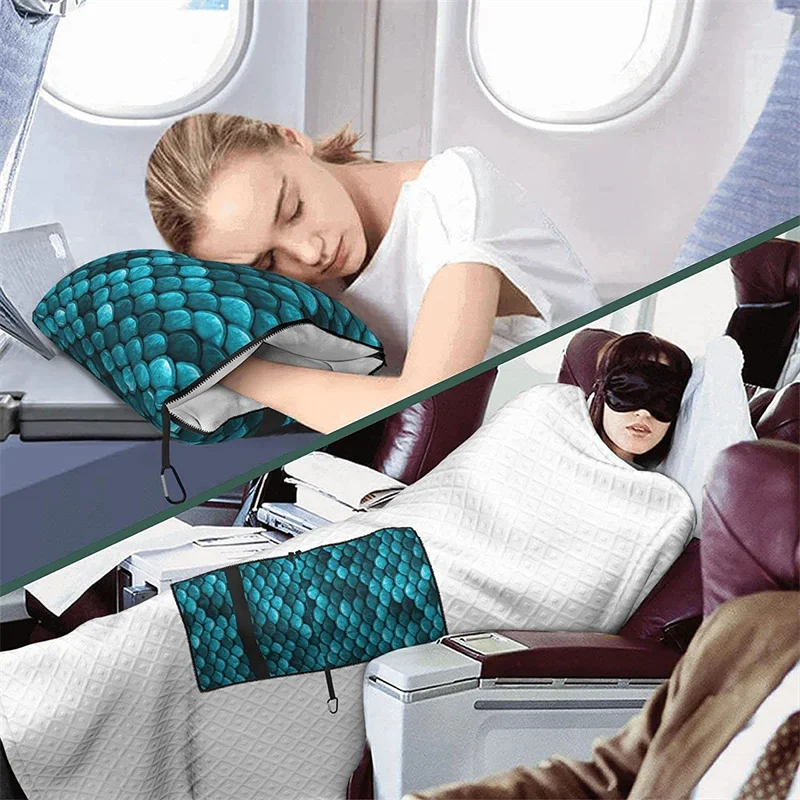 comprar Oceano Azul Cyan Sereia Escala Viagem Travesseiro Cobertor Dois-em-um Mochila Cinta E Compacto Avião Saco Cintura Apoio
