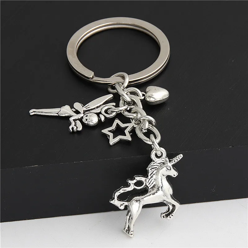 1 шт. брелок для ключей с изображением Феи единорога звезды сердца женщин и