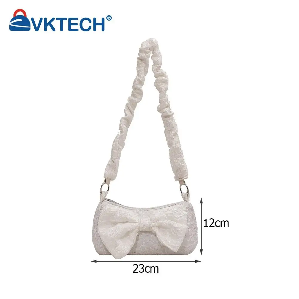 

Fashion Women Bowknot Pleated Solid Color Underarm Shoulder Bag Casual Ladies Pearl Chain Small Handbags Purse