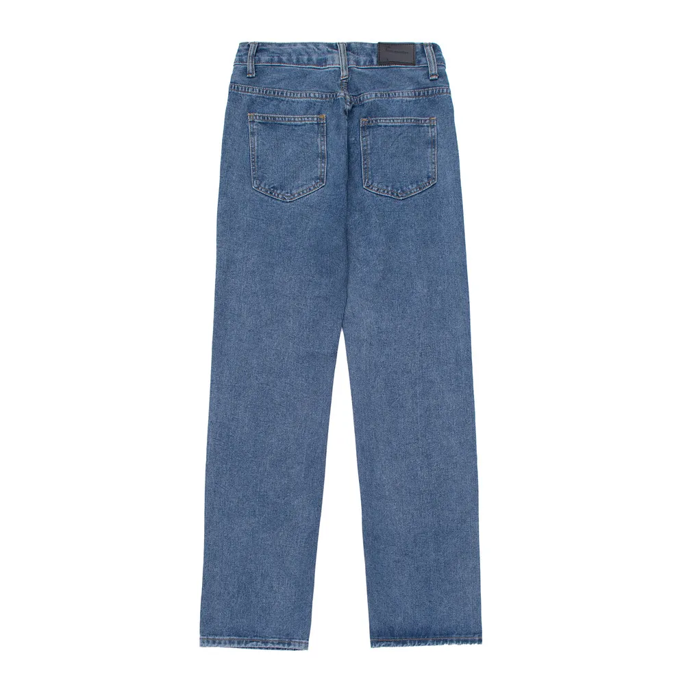 Korean Fashion Love Patch Embroidery Retro Washed Men Baggy Jeans Trousers Cotton Casual Straight Women Kpop Denim Pants Spodnie