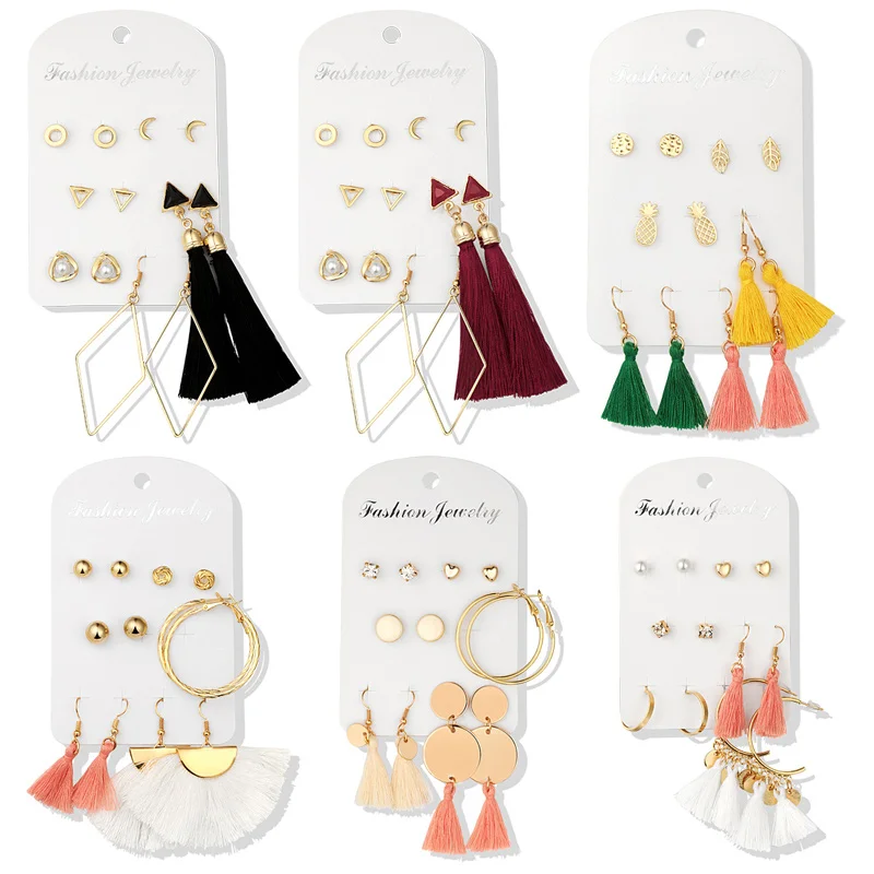 Винтажные геометрические металлические серьги-гвоздики в форме Луны звезды