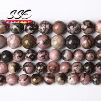 factory price natural black lace rhodonite stone beads 15 4 6 8 10 12 mm for jewelry making diy bracelet accessories wholesale