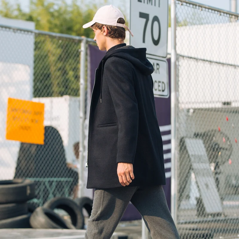 METERSBONWE толстовки новые зимние мужские шерстяные пальто простое средней длины