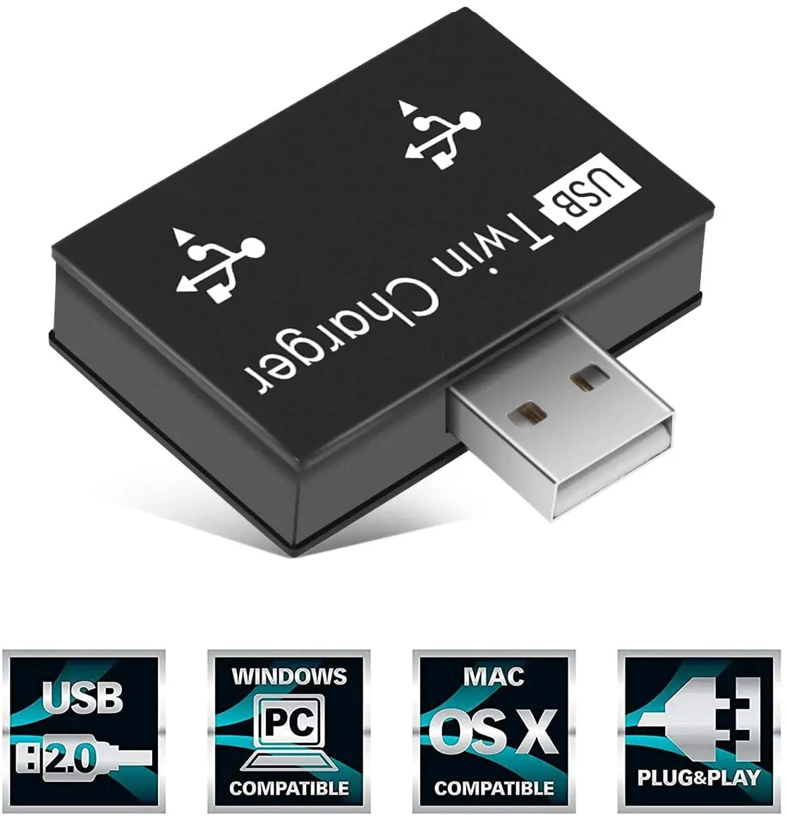 2 0 usb splitter 1 male to 2 port female usb hub adapter converter for phone laptop pc peripherals computer charging accessorie free global shipping