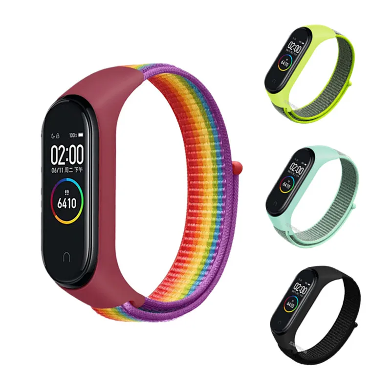 Регулируемый ремешок для браслета, дышащая Спортивная петля для Xiaomi mi Band 4 3, браслет с рамкой, сменный Браслет mi band 3 4, аксессуары