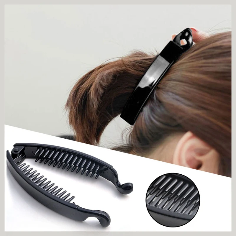 1 PC New Hair Claws Clip Fish Shape Banana Barrettes Black Hairpins Hair Accessories For Women Hair Clip Clamp Hair Accessories