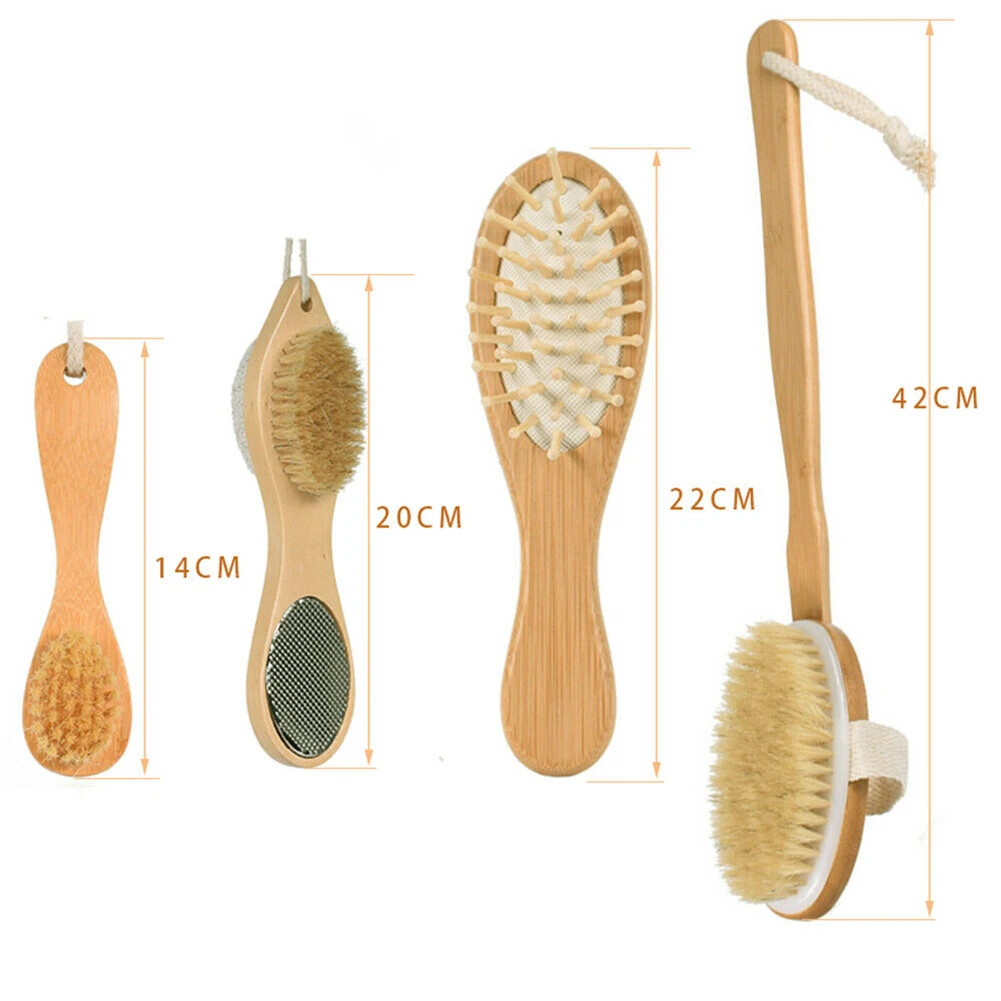 

Dry Body Brush Set Relieve Fatigue Bristle Shower Massage Brush Exfoliating Cleaning Brush Skin Care Improve Blood Circulation