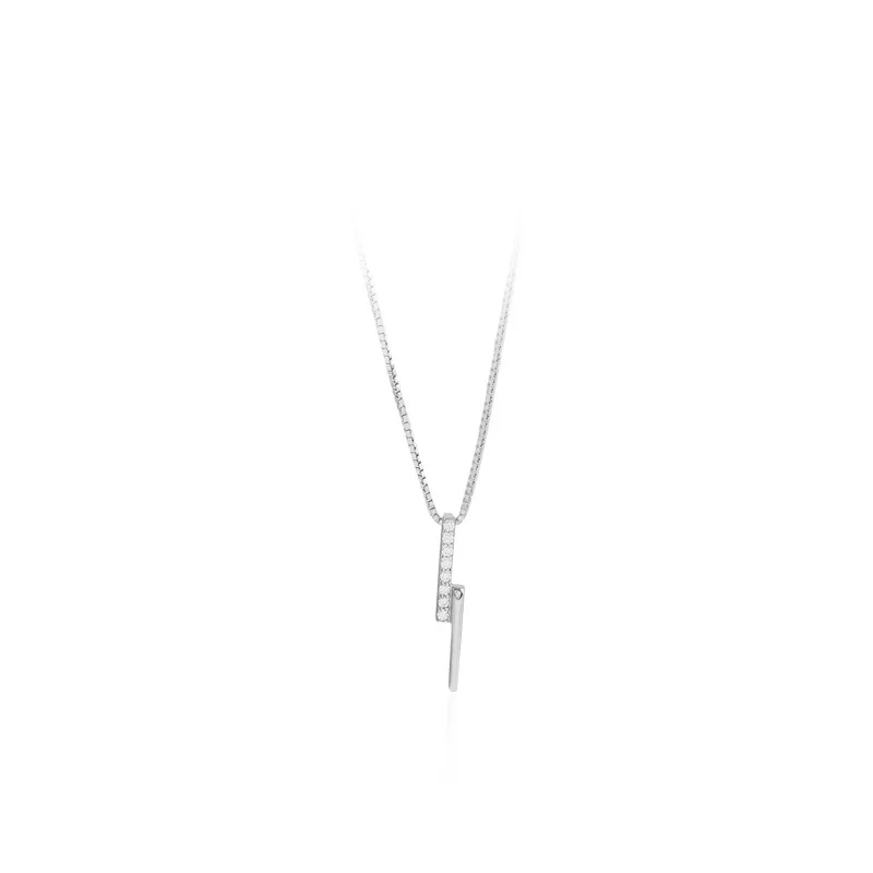 

New Rectangle Zircon Clavicle Necklace Fashion Simple Style Pendant Metal Silver Color Necklace For Charm Women Exquisite Gift