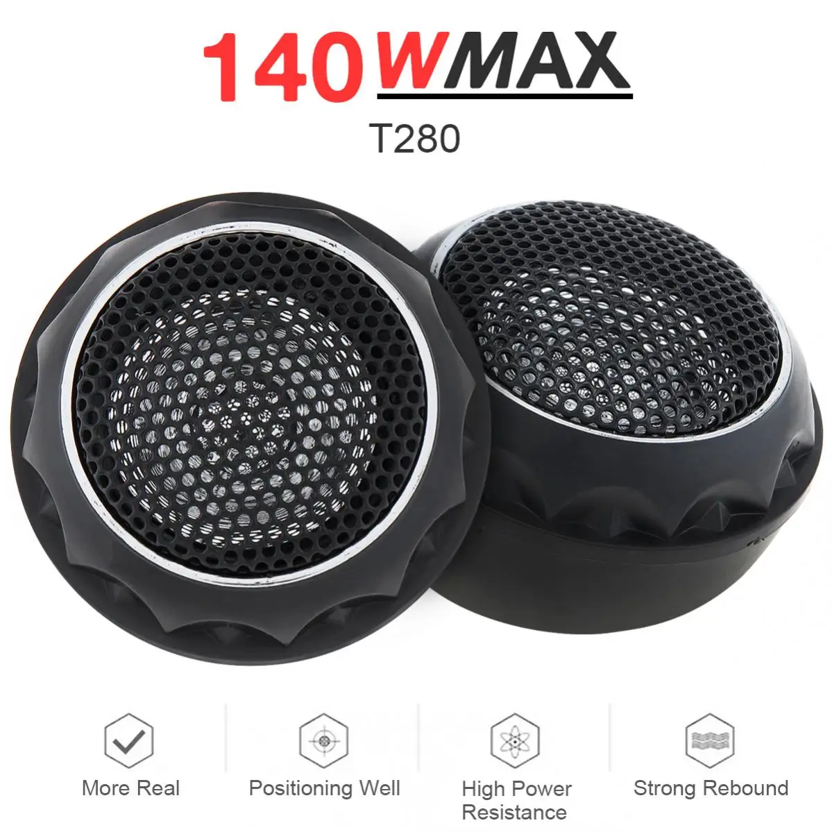 

1 Pair 150W Durable Universal High Efficiency Mini Dome Car Tweeter Speakers for Car Audio System