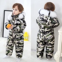 30 degrees winter baby fashion one piece down jacket boys silver waterproof ski suits girls cold and warm snow suits 90 down