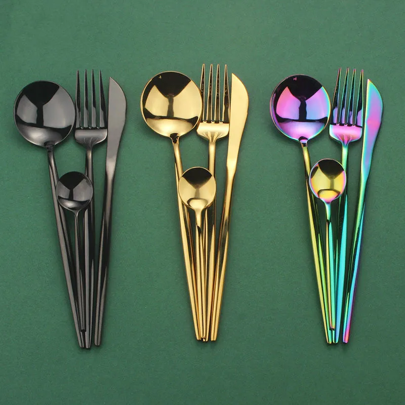 Португальские столовые приборы из нержавеющей стали 304 яркий Западный