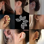 Корейские Позолоченные и серебряные Клипсы-бабочки для ушей, имитация пирсинга для женщин, сверкающие циркониевые клипсы для ушей, серьги-клипсы, аксессуары