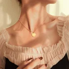 Крошечное ожерелье с диском для женщин, маленькая монета из нержавеющей стали с кубическим цирконием, минималистичный простой подарок матери бохо