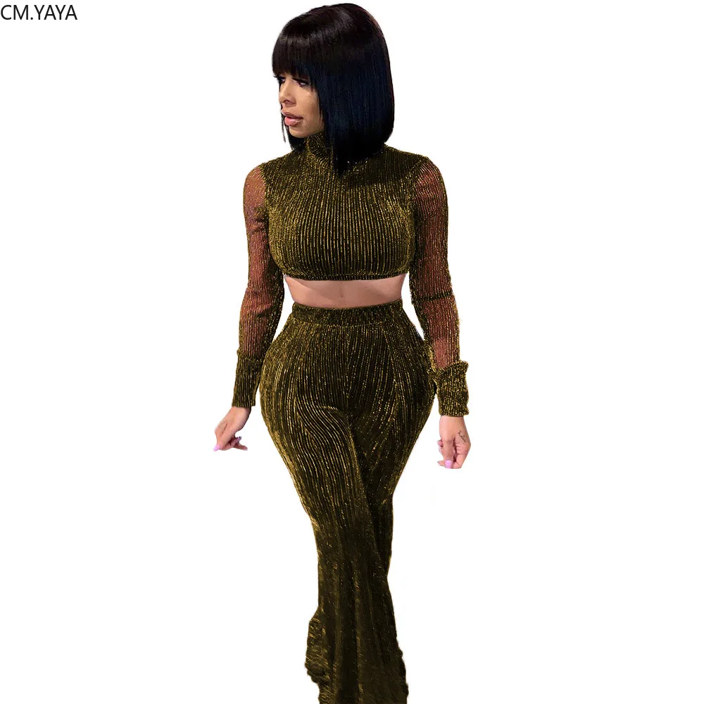 Зимний женский комплект водолазка с длинным рукавом сетчатый топ штаны костюмы