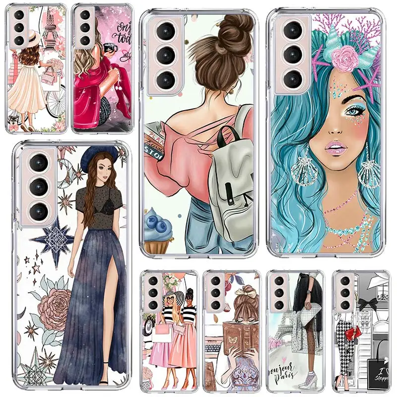 

Fashion Girly Art Phone Case Capa For Samsung Galaxy S21 Ultra S20 FE S8 S9 S10 S21 Plus S10e S7 Back Cover Coque Funda