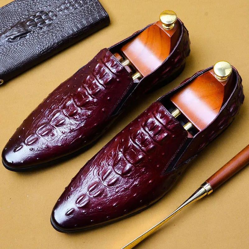 Повседневная мужская обувь с узором крокодиловая кожа Высококачественная
