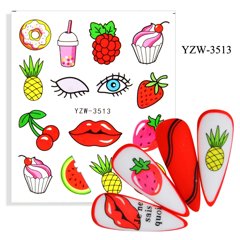 

4PCS Strawberry/Cherry/Ice Cream/Butterfly Water Nail Stickers Decals Watermarks Manicure Sliders Nail Art Decoration