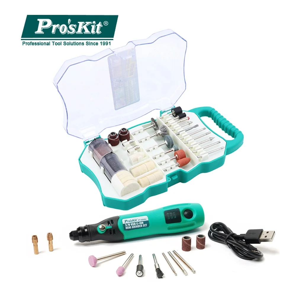 

Беспроводной шлифовальный станок Pro'sKit, дрель 3,7 в, USB мини-гравер, ручка для фрезерования, полировки, вращающийся инструмент с переменной ско...