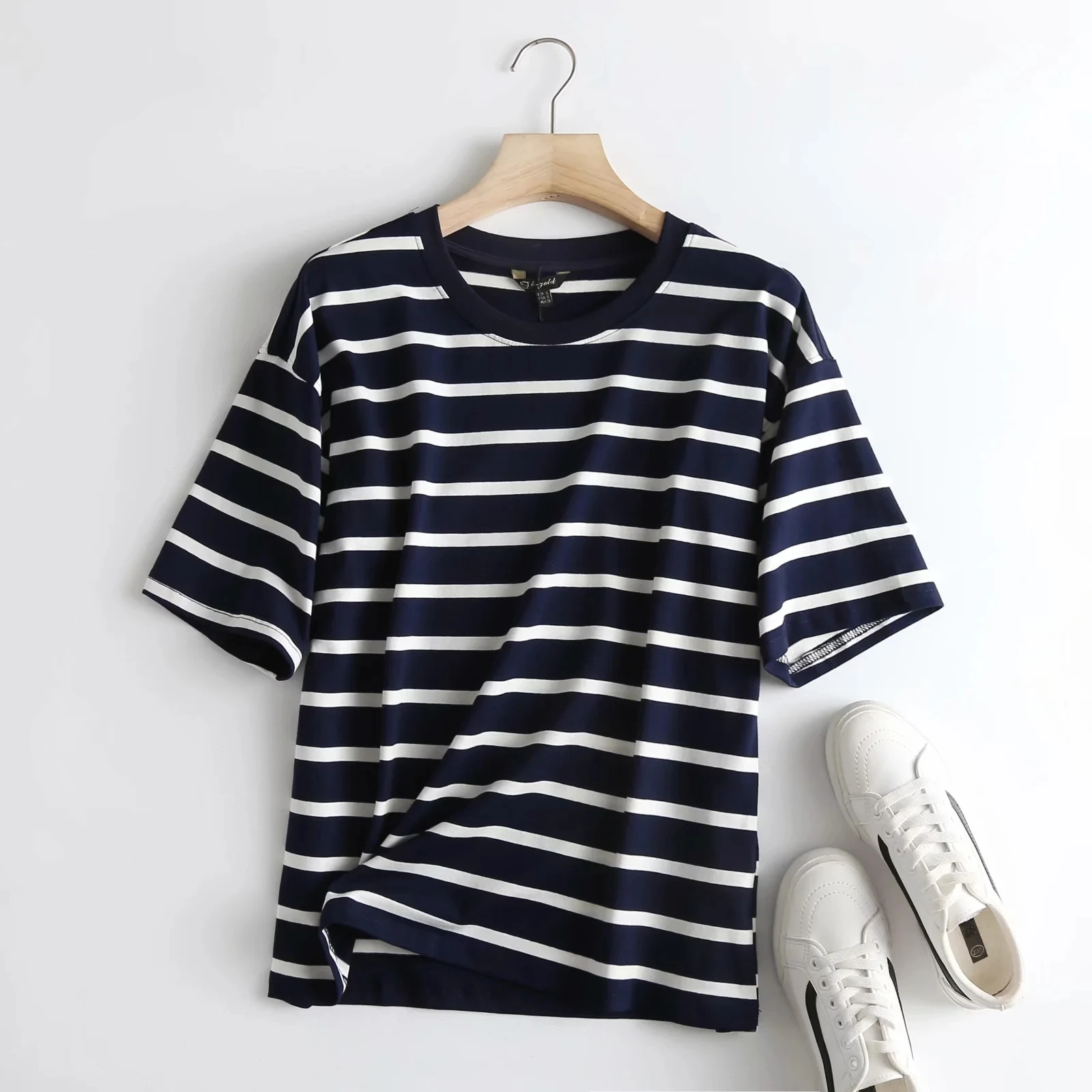 

Dave&Di Ins Harajuku Tshirt High Street O-neck Vintage Striped Boyfriend Summer T Shirt Women Camisetas Verano Mujer 2022 Tops