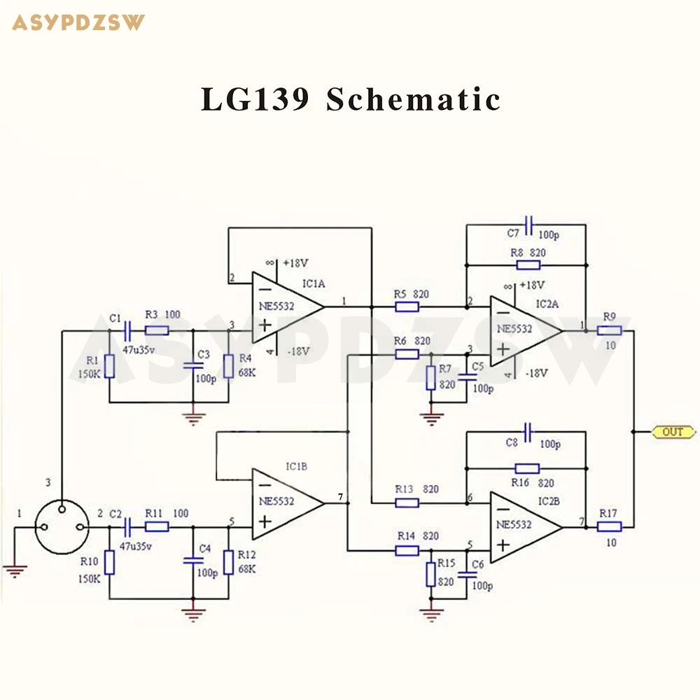 Готовая плата LG139 Mono NE5532 сбалансированная к односторонней сверхнизкой искажения