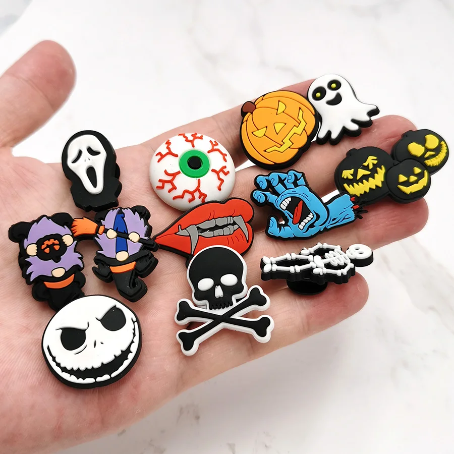 1PCS Halloween Horror Series PVC Shoes Charms For DIY Shoe Accessories Garden Shoe Decoration for wristband Croc Jibz Kid's Gift