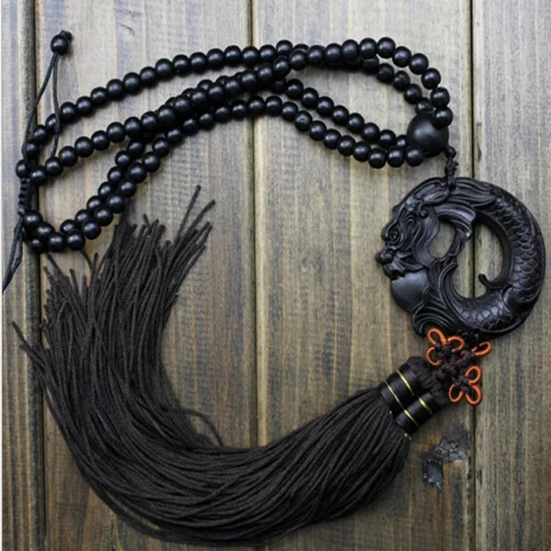 Древняя китайская мифология Черный Дракон украшения резьба по дереву Статуя