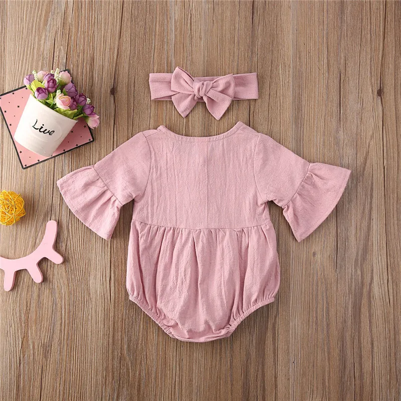Бесплатная доставка Одежда для новорожденных девочек боди с расклешенными