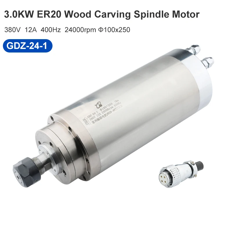 Шпиндель с ЧПУ 3 кВт 12 А электродвигатель шпинделя водяным охлаждением ER20 100X220 мм