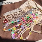 Винтажное жемчужное ожерелье, Плетеный чокер с красным сердцем, красочные бусины, нестандартные цветы, ожерелье для женщин HUANZHI 2021 Новинка
