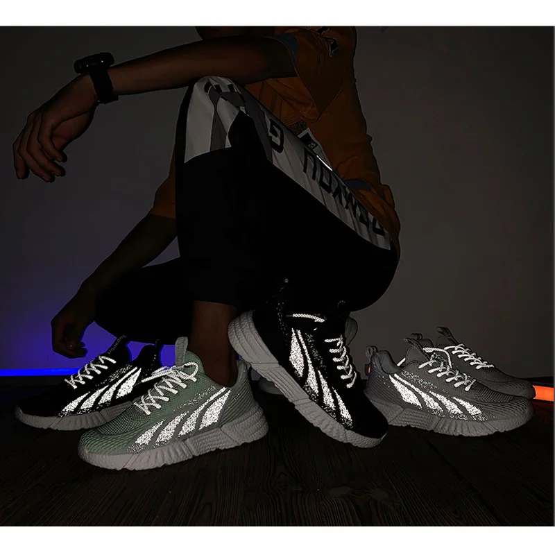 

Luminous Wear-resistant Mans Sport Shoes Antislip Fashion Running Shoes Lace-Up Light Breathable Sneakers