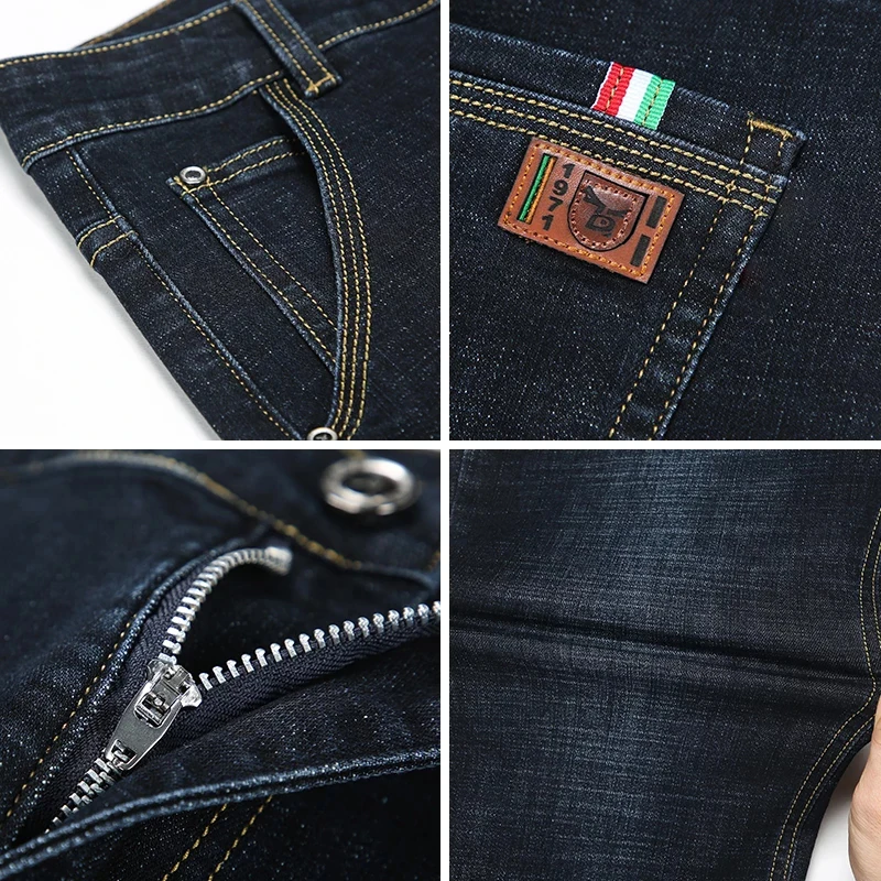 Джинсы мужские классические мягкие брюки из денима в байкерском стиле цвет