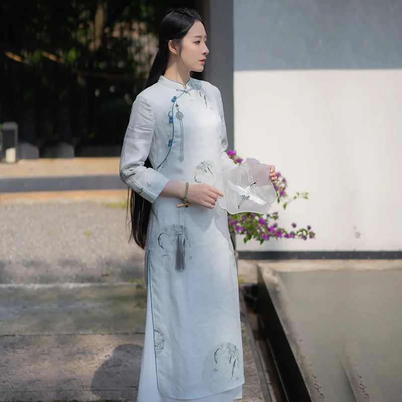 Современная традиционная китайская юбка-Чонсам hanfu летнее платье высокого