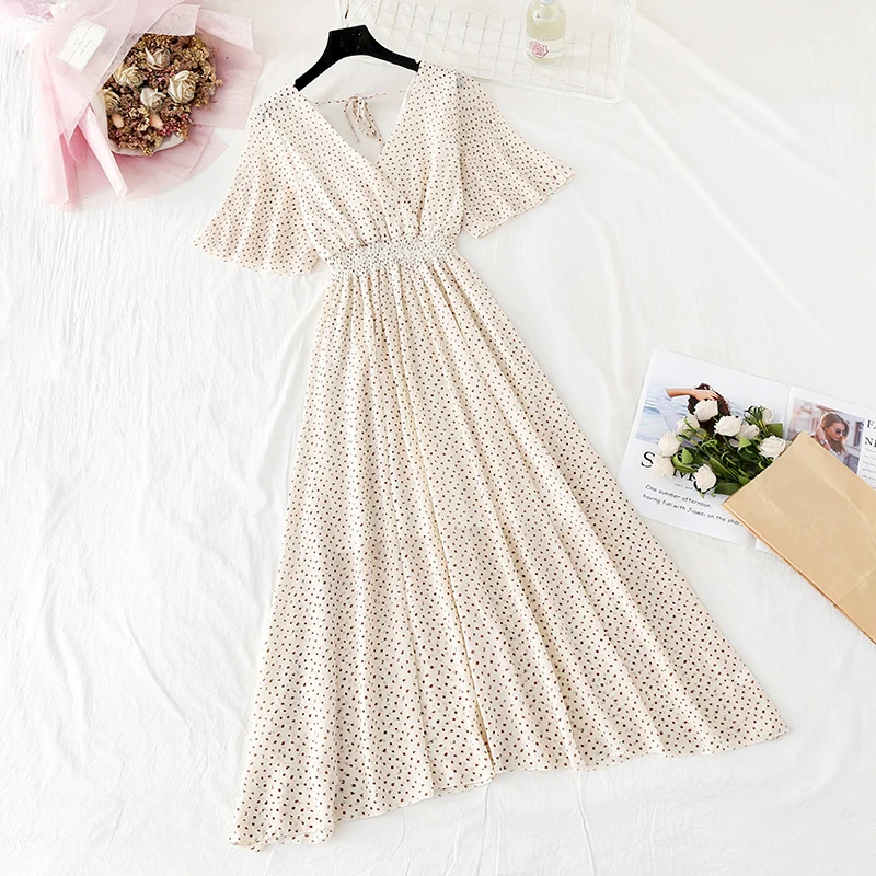 

Women Chiffon Floral Summer Dress 2021 Long Vintage Elegant Korean Party Dress Fairy Boho Retro Casual Vacation Dresses