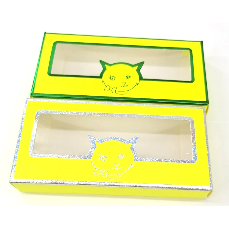 Картонная коробка для накладных ресниц 3D прямоугольная с мультяшными