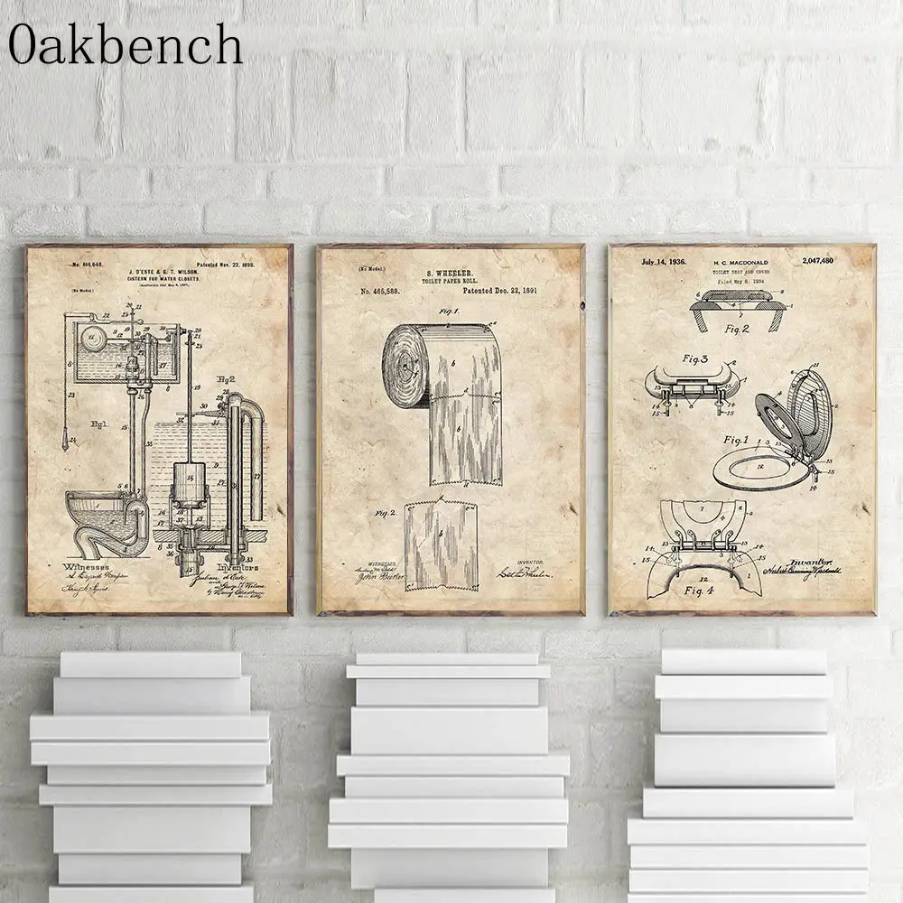 Настенные постеры для туалетной комнаты искусственные холсты рулон унитаза