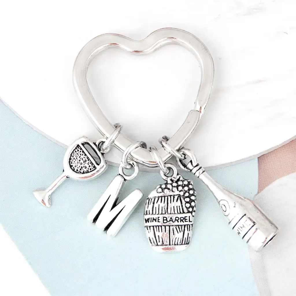 1 шт. виноградный винный бочонок, брелок в форме сердца, стеклянная буква M Bar, вечерние женские подарочные товары для бижутерии ручной работы E2698
