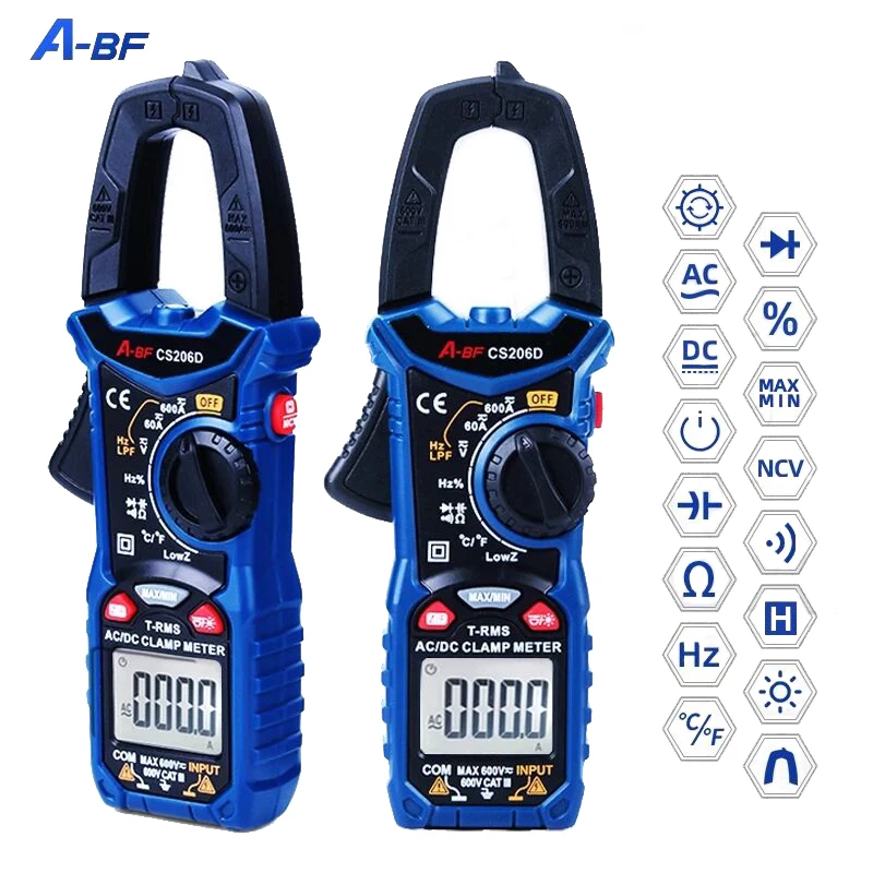 A BF Цифровые токоизмерительные клещи True RMS Авто Диапазон мультиметр переменного